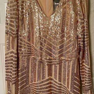 Elegant Sequin Mini Dress in Gold